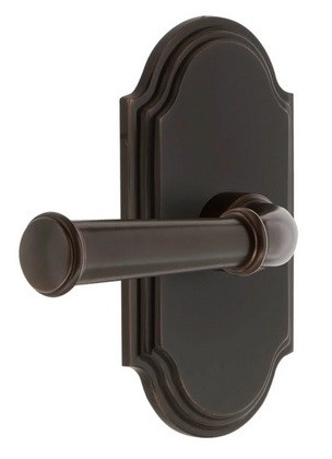 Grandeur Hardware - Arc Short Plate Single Dummy with Georgetown Lever in Timeless Bronze - ARCGEO - 897584