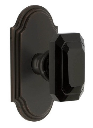 Grandeur Hardware - Arc Short Plate Double Dummy with Baguette Black Crystal Knob in Timeless Bronze - ARCBCB - 897622