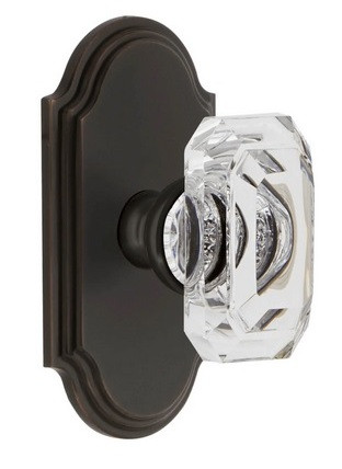Grandeur Hardware - Arc Short Plate Double Dummy with Baguette Clear Crystal Knob in Timeless Bronze - ARCBCC - 897629