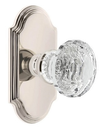 Grandeur Hardware - Arc Short Plate Double Dummy with Brilliant Crystal Knob in Polished Nickel - ARCBLT - 897635