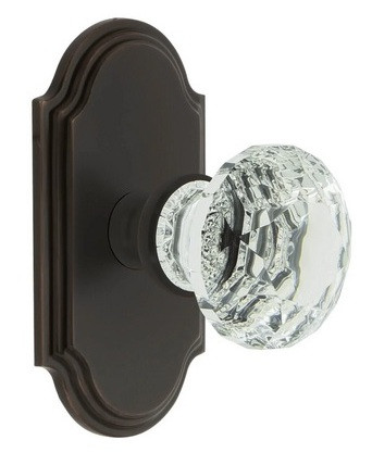 Grandeur Hardware - Arc Short Plate Double Dummy with Brilliant Crystal Knob in Timeless Bronze - ARCBLT - 897637