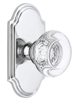 Grandeur Hardware - Arc Short Plate Double Dummy with Bordeaux Crystal Knob in Bright Chrome - ARCBOR - 897640