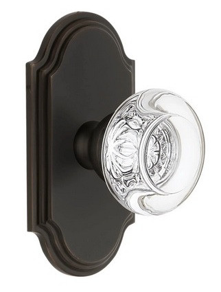 Grandeur Hardware - Arc Short Plate Double Dummy with Bordeaux Crystal Knob in Timeless Bronze - ARCBOR - 897645