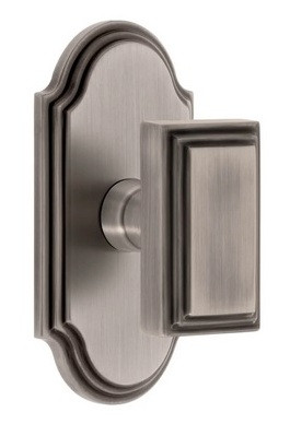 Grandeur Hardware - Arc Short Plate Double Dummy with Carre Knob in Antique Pewter - ARCCAR - 897647