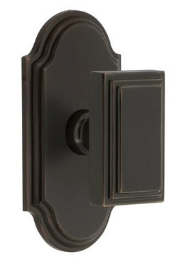 Grandeur Hardware - Arc Short Plate Double Dummy with Carre Knob in Timeless Bronze - ARCCAR - 897652