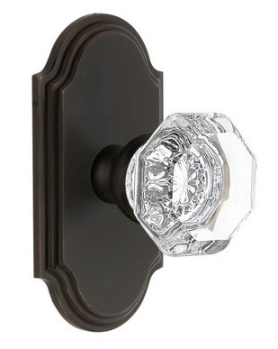 Grandeur Hardware - Arc Short Plate Double Dummy with Chambord Crystal Knob in Timeless Bronze - ARCCHM - 897668