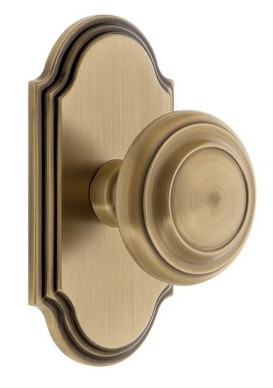 Grandeur Hardware - Arc Short Plate Double Dummy with Circulaire Knob in Vintage Brass - ARCCIR - 897676
