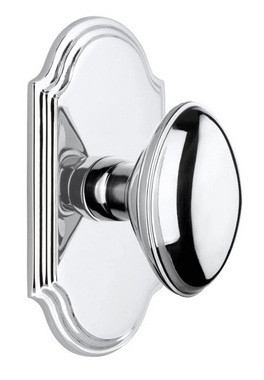 Grandeur Hardware - Arc Short Plate Double Dummy with Eden Prairie Knob in Bright Chrome - ARCEDN - 897686