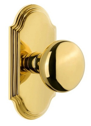 Grandeur Hardware - Arc Short Plate Double Dummy with Fifth Avenue Knob Knob in Lifetime Brass - ARCFAV - 897695
