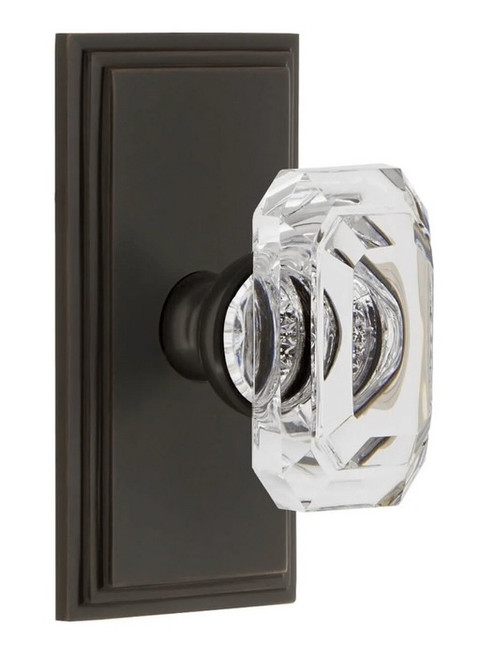 Grandeur Hardware - Carre Short Plate Single Dummy with Baguette Clear Crystal Knob in Timeless Bronze - CARBCC - 897790