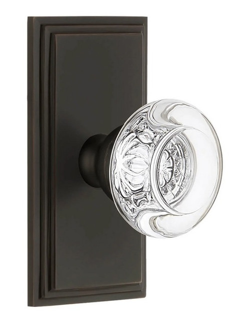 Grandeur Hardware - Carre Short Plate Single Dummy with Bordeaux Crystal Knob in Timeless Bronze - CARBOR - 897806