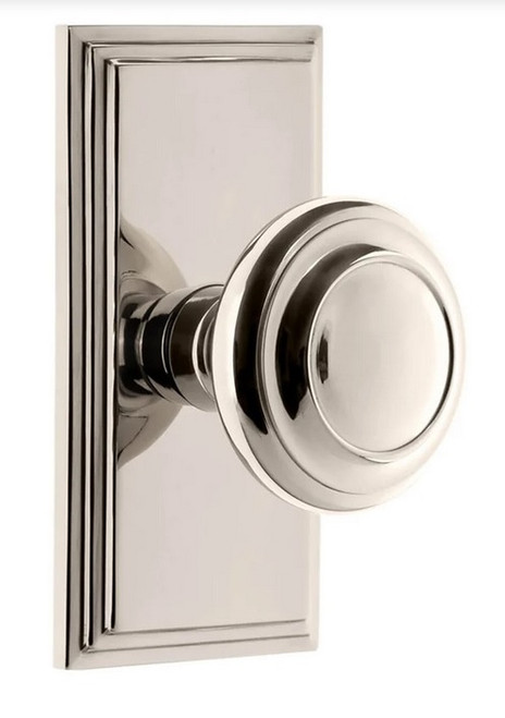 Grandeur Hardware - Carre Short Plate Single Dummy with Circulaire Knob in Polished Nickel - CARCIR - 897834
