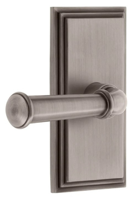 Grandeur Hardware - Carre Short Plate Single Dummy with Georgetown Lever in Antique Pewter - CARGEO - 897909