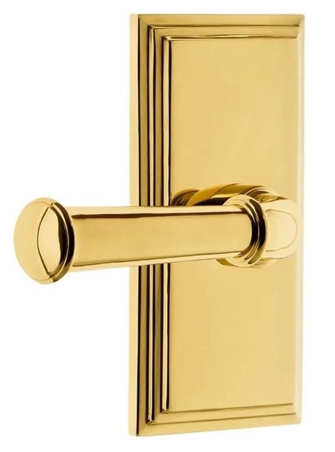 Grandeur Hardware - Carre Short Plate Single Dummy with Georgetown Lever in Lifetime Brass - CARGEO - 897910