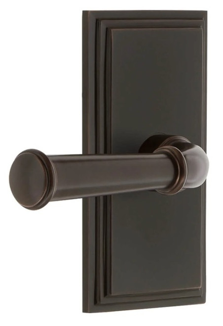 Grandeur Hardware - Carre Short Plate Single Dummy with Georgetown Lever in Timeless Bronze - CARGEO - 897914