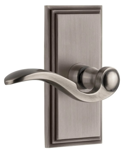 Grandeur Hardware - Carre Short Plate Single Dummy with Bellagio Lever in Antique Pewter - CARBEL - 897931