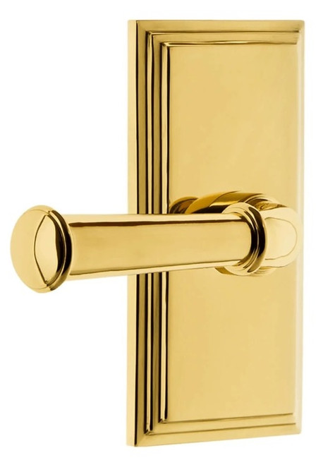 Grandeur Hardware - Carre Short Plate Single Dummy with Georgetown Lever in Lifetime Brass - CARGEO - 897940