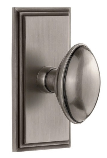 Grandeur Hardware - Carre Short Plate Double Dummy with Eden Prairie Knob in Antique Pewter - CAREDN - 898045
