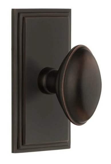 Grandeur Hardware - Carre Short Plate Double Dummy with Eden Prairie Knob in Timeless Bronze - CAREDN - 898051