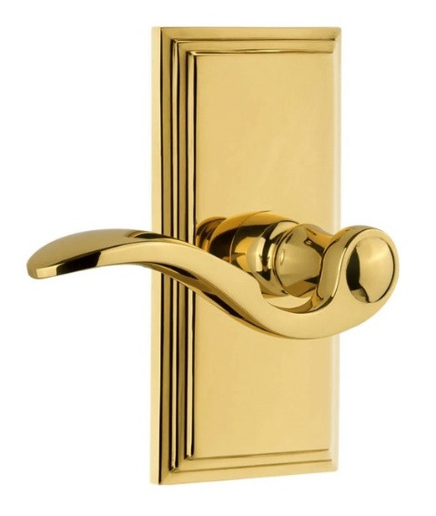 Grandeur Hardware - Carre Short Plate Double Dummy with Bellagio Lever in Lifetime Brass - CARBEL - 898094