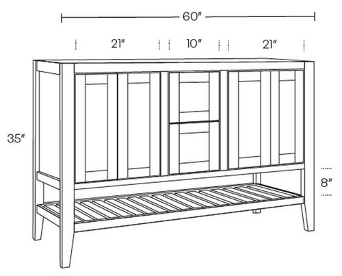 CNC Cabinetry Vanguard White Bath Cabinet - VOB6021-DC