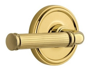 Grandeur Hardware - Georgetown Rosette Double Dummy with Soleil Lever in Lifetime Brass - GEOSLL - 898836