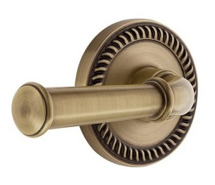 Grandeur Hardware - Newport Rosette Single Dummy with Georgetown Lever in Vintage Brass - NEWGEO - 898995