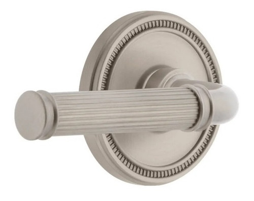 Grandeur Hardware - Soleil Rosette Single Dummy with Soleil Lever in Satin Nickel - SOLSLL - 899398