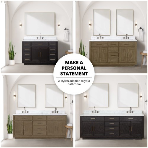 Lexora - Abbey 48" W x 22" D Brown Oak Single Bath Vanity, White Quartz Top, Faucet Set, and 46 in Mirror - LVA48SK211