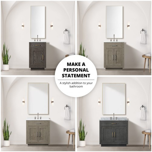 Lexora - Abbey 36" W x 22" D Black Oak Single Bath Vanity Carrara Marble Countertop, 34 in Mirror and Faucet Set - LVA36SJ111