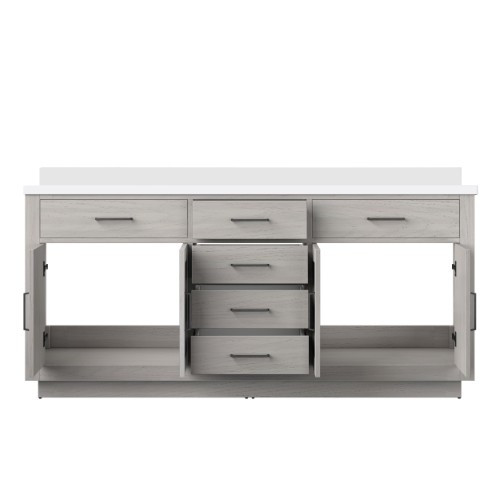 Lexora - Abbey 72" W x 22" D White Oak Double Bath Vanity and White Quartz Top - LVA72DM200