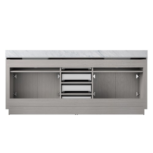 Lexora - Abbey 84" W x 22" D White Oak Double Bath Vanity and Carrara Marble Top - LVA84DM100