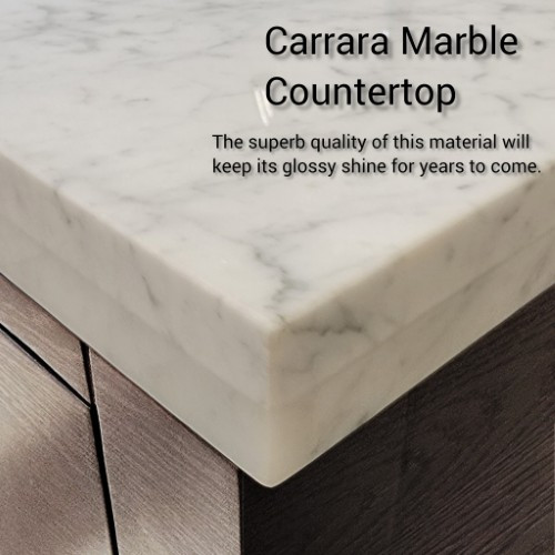 Lexora - Abbey 60" W x 22" D Grey Oak Double Bath Vanity, Carrara Marble Top, Faucet Set, and 28 in Mirrors - LVA60DR111