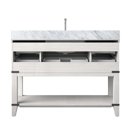 Lexora - Norwalk 48" W x 22" D White Oak Single Bath Vanity, Carrara Marble Top, and Faucet Set - LVN48SM101