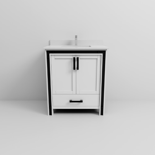 Lexora - Ziva 30" W x 22" D White Bath Vanity, Cultured Marble Top and Faucet Set - LVZV30SA301