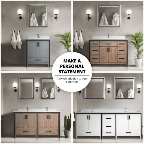 Lexora - Ziva 48" W x 22" D White Bath Vanity, White Quartz Top, Faucet Set and 34 in Mirror - LVZV48SA211
