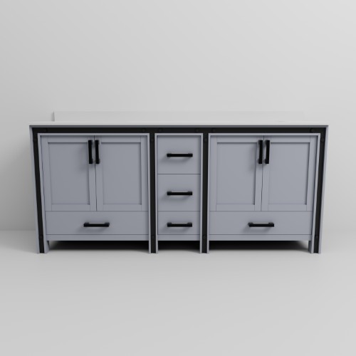 Lexora - Ziva 80" W x 22" D Dark Grey Double Bath Vanity and White Quartz Top - LVZV80DB200