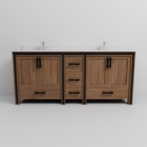 Lexora - Ziva 80" W x 22" D Rustic Barnwood Double Bath Vanity, Cultured Marble Top and Faucet Set - LVZV80DN301