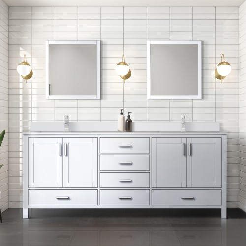 Lexora - Jacques 80" W x 22" D White Double Bath Vanity and White Quartz Top - LJ342280DAWQ000