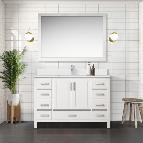 Lexora - Jacques 48" W x 22" D White Bath Vanity and Cultured Marble Top - LVJ48SA300