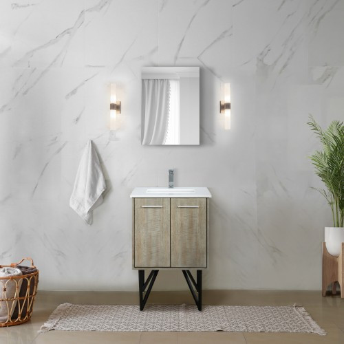 Lexora - Lancy 24" W x 20" D Rustic Acacia Bath Vanity, Cultured Marble Top and Chrome Faucet Set - LVLY24SRA301