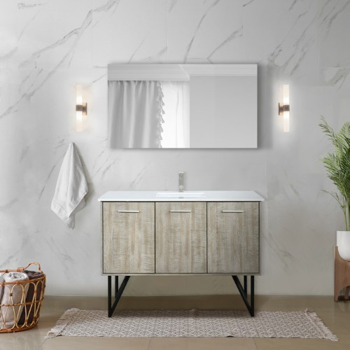 Lexora - Lancy 48" W x 20" D Rustic Acacia Bath Vanity and Cultured Marble Top - LVLY48SRA300