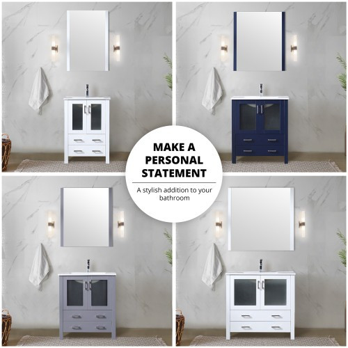 Lexora - Volez 48" W x 18.25" D Navy Blue Single Bath Vanity with Side Cabinet, and White Ceramic Top - LVV48S36E600