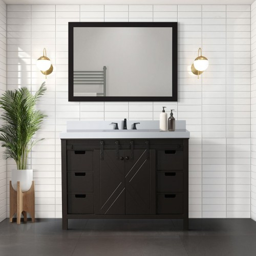 Lexora - Marsyas 48" W x 22" D Brown Bath Vanity and Cultured Marble Countertop - LVM48SC300