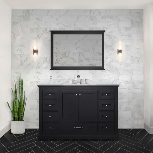 Lexora - Dukes 48" W x 22" D Espresso Single Bath Vanity, Carrara Marble Top, and Faucet Set - LVD48SG101