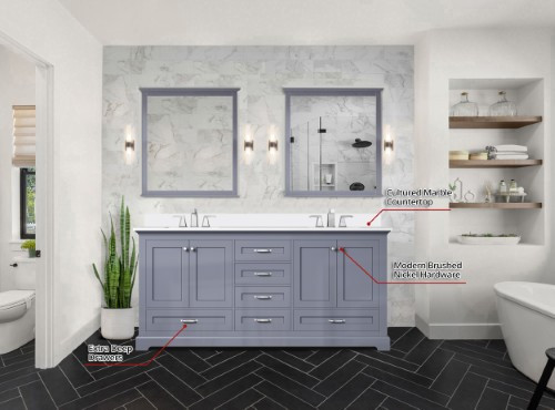 Lexora - Dukes 72" W x 22" D Dark Grey Double Bath Vanity and Cultured Marble Top - LVD72DB300