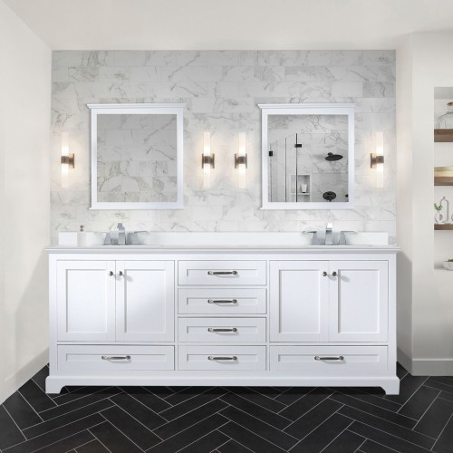 Lexora - Dukes 80" W x 22" D White Double Bath Vanity, Cultured Marble Top, and 30 in. Mirrors - LVD80DA310