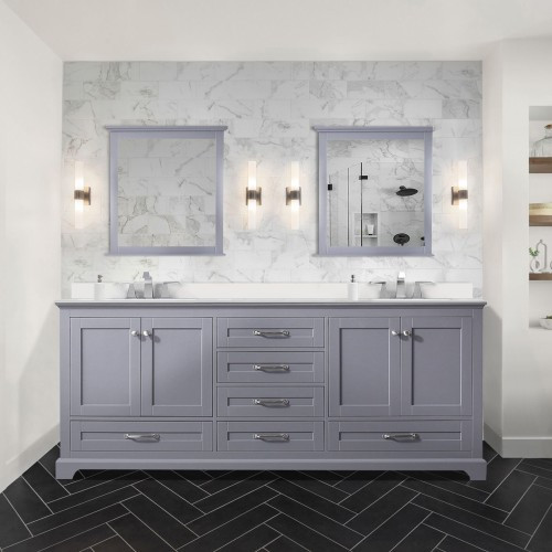 Lexora - Dukes 80" W x 22" D Dark Grey Double Bath Vanity, Cultured Marble Top, Faucet Set, and 30 in. Mirrors - LVD80DB311