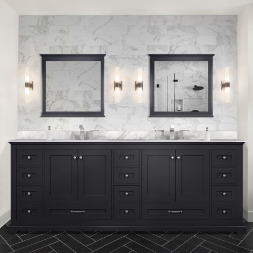 Lexora - Dukes 84" W x 22" D Espresso Double Bath Vanity, Carrara Marble Top, and Faucet Set - LVD84DG101