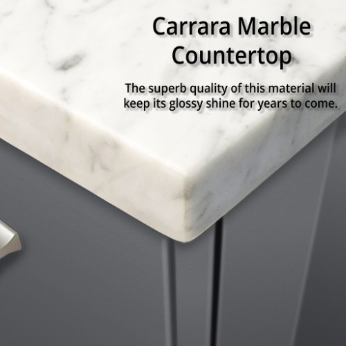 Lexora - Geneva 24" W x 22" D Dark Grey Bath Vanity, Carrara Marble Top, and Faucet Set - LVG24SB101